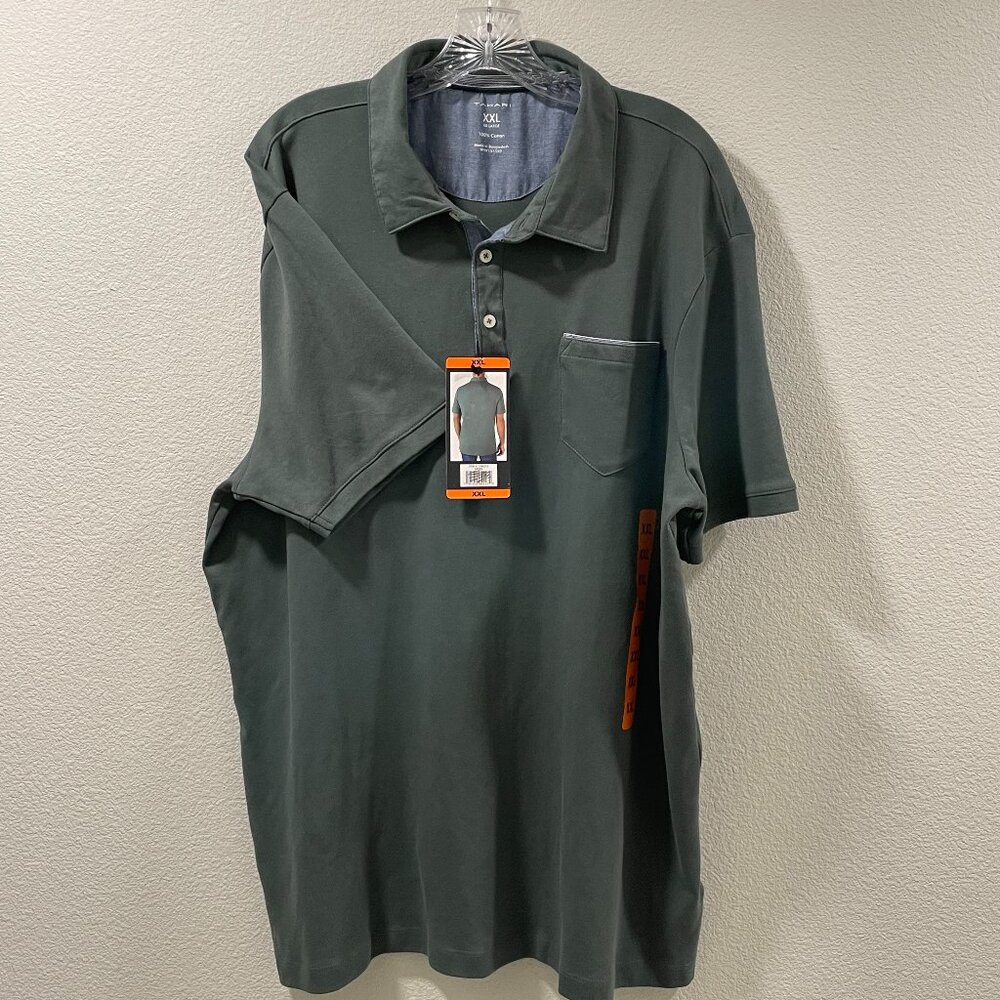 (NWT) MEN'S TAHARI Polo Shirt, Hunter Green - XXL